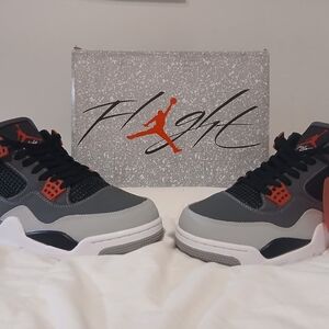 Jordan Men's Charcoal and Bright Orange Sneakers